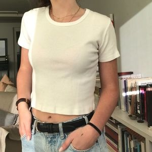 Brandy Melville Scallop Neck White TShirt